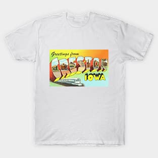 Greetings from Creston, Iowa - Vintage Large Letter Postcard T-Shirt